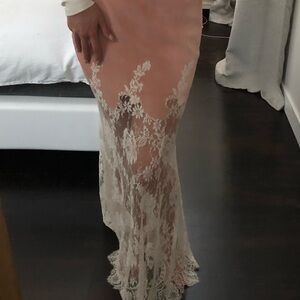 Valentino pink and white lace two toned maxi skirt